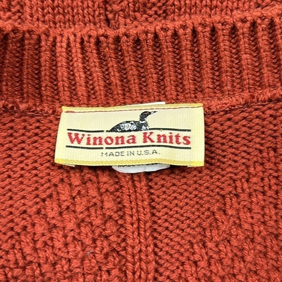 Vintage Winona Knits Burnt Red Vneck Button Sweater Size Small/Medium - Picture 7 of 9